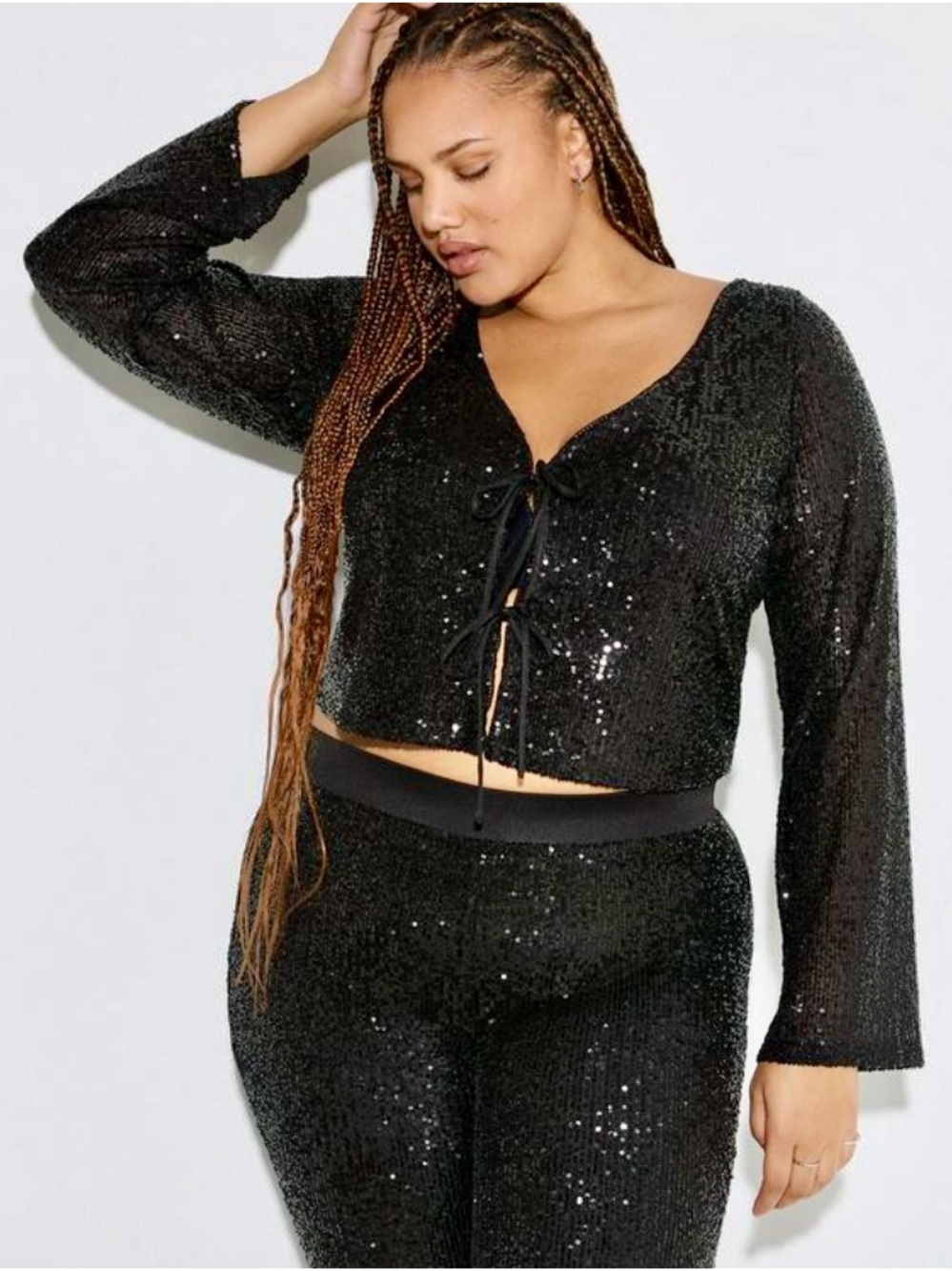 Torrid Sequin Tie Front Top and Flared Leg Pants Set - Size 1X - NWT! - Picture 2 of 16